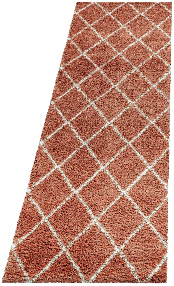 Hochflor Teppich Adriana Läufer - 80x250 cm - Terrakotta Bild 1