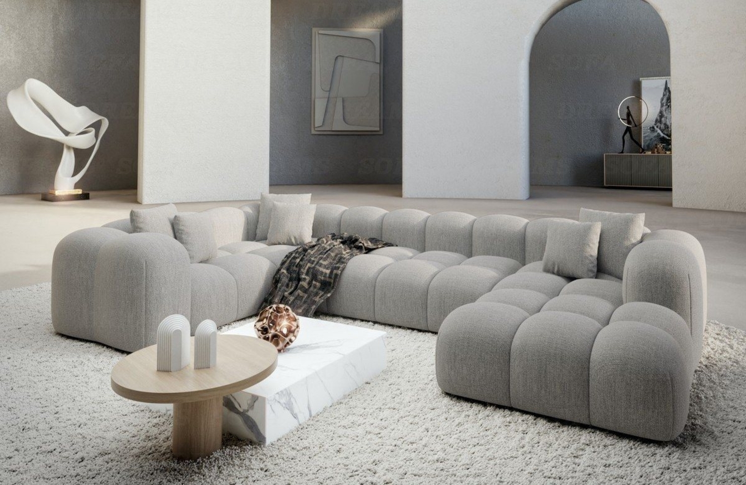 Sofa Dreams Wohnlandschaft Design Couch Stoff Wohnlandschaft Formentera U Form Stoffsofa, Loungesofa Bild 1
