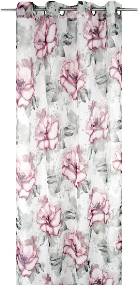 Arsvita Gardine (Flower) Voile mit Ösen 140x245cm Ösenvorhang für zu Hause, transparente und moderne Fensterdekoration Bild 1