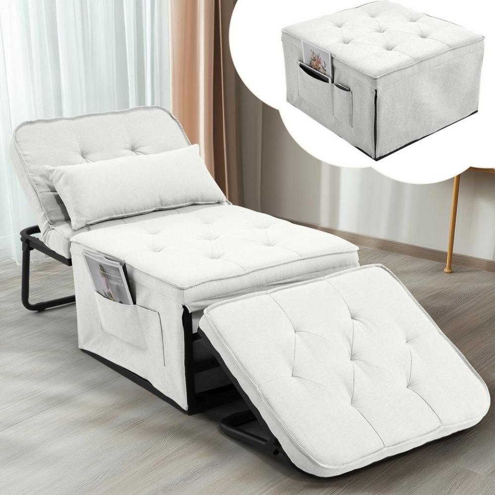 LUCKZON Schlafsofa 4-in-1 multifunktionaler faltbarer Hocker atmungsaktives Leinensofa, montagefreier Schlafsessel mit verstellbarer Rückenlehne Bild 1