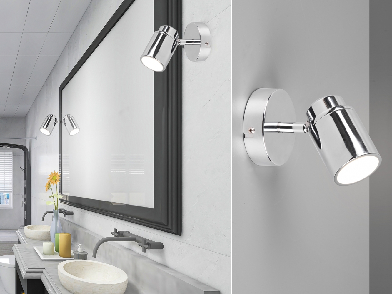 LED Wandstrahler Badezimmerlampe Silber Chrom, Breite 10,5cm Bild 1
