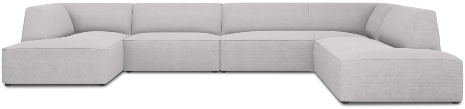 Micadoni 7-Sitzer Panorama Ecke rechts Sofa Ruby | Bezug Light Grey | Beinfarbe Black Plastic Bild 1