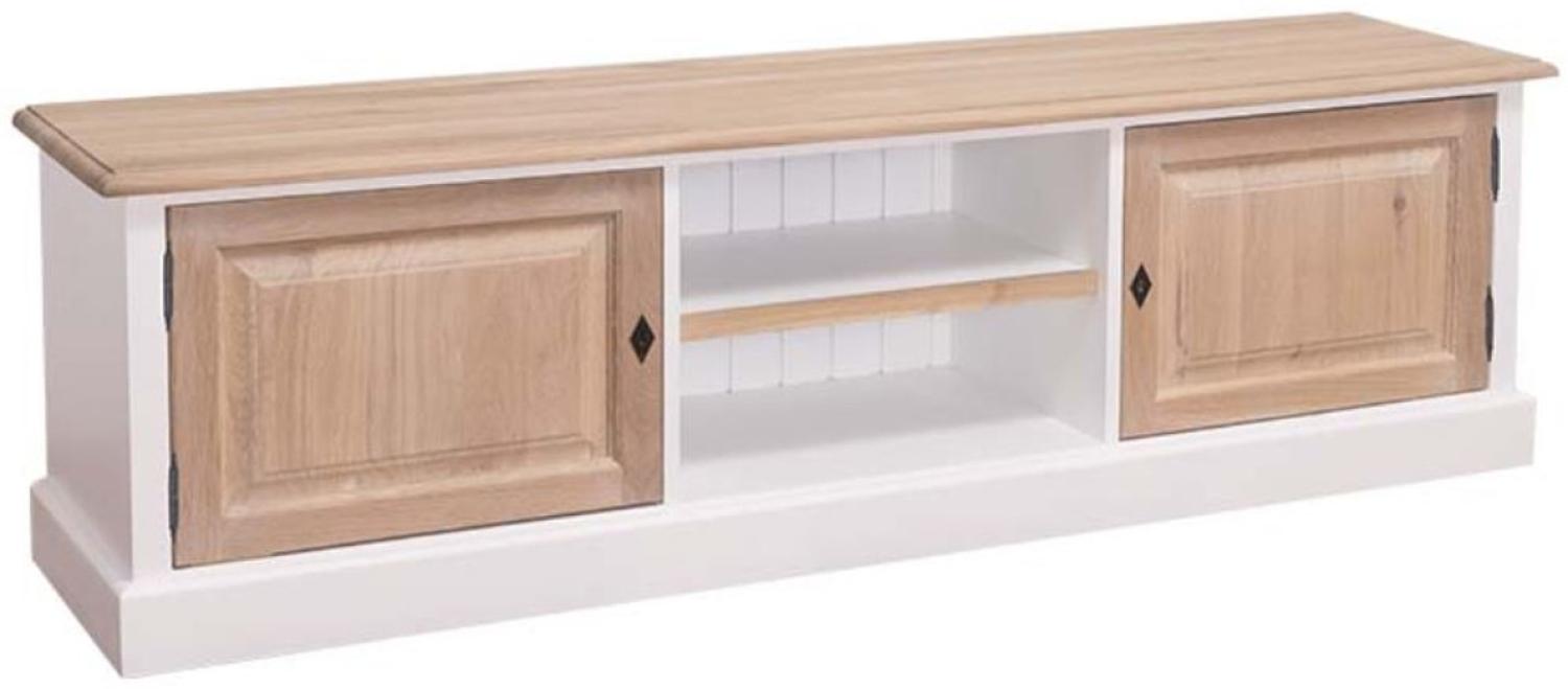 Casa Padrino Landhausstil Fernsehschrank Weiß / Naturfarben 180 x 46 x H. 56 cm - TV Sideboard im Landhausstil Bild 1