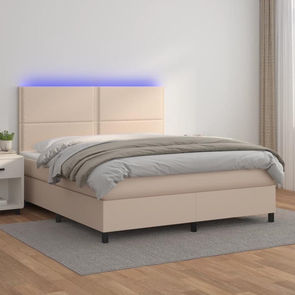 vidaXL Boxspringbett mit Matratze & LED Cappuccino-Braun 160x200cm 3135896 Bild 1