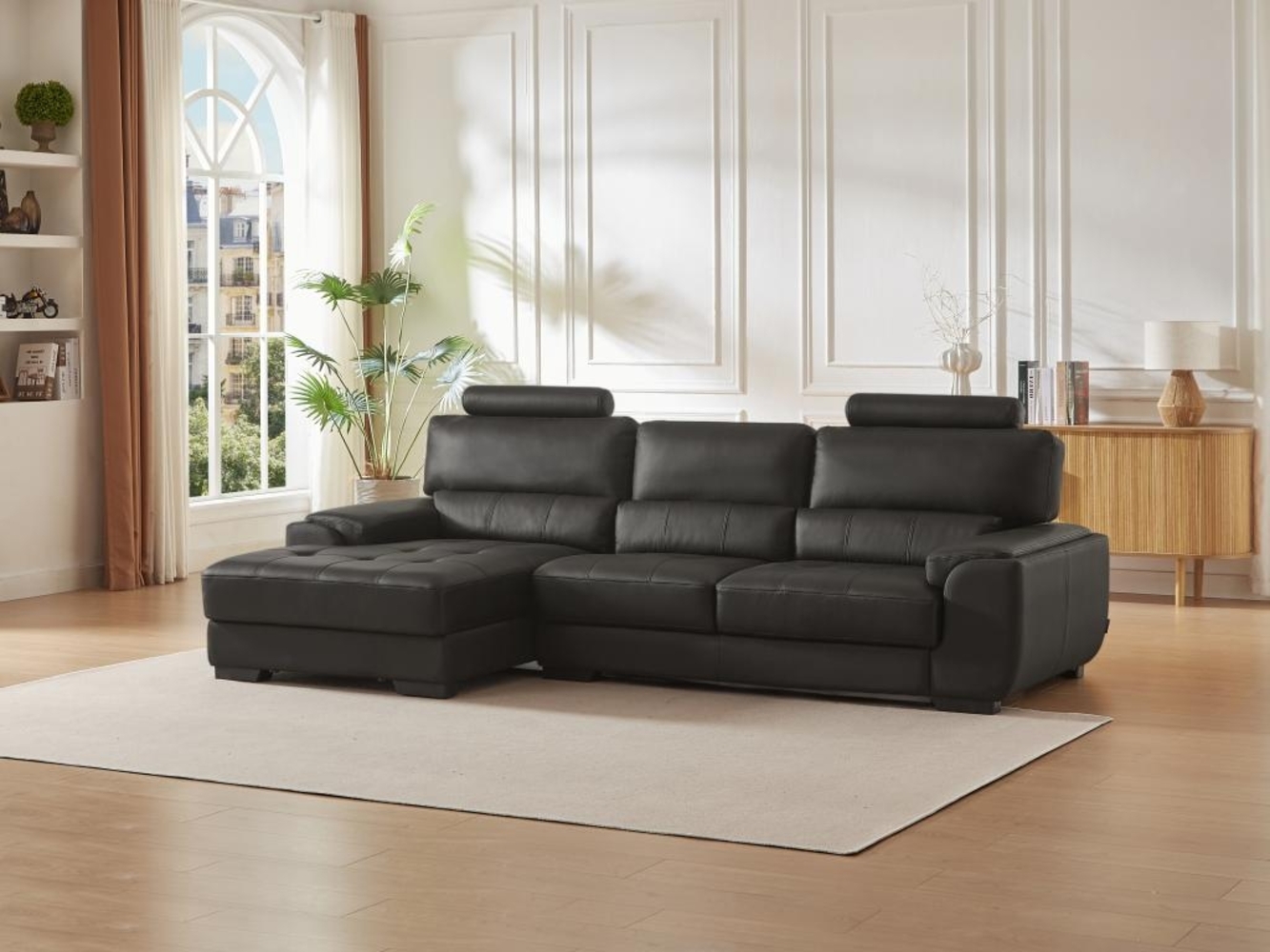 Vente-unique - Ecksofa Leder - Ecke Links - Schwarz - METROPOLITAN II Bild 1