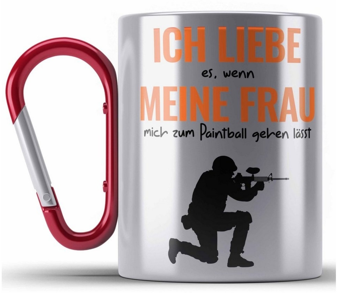 Trendation Thermotasse Paintball Edelstahl Tasse Geschenk Männer Paintballspieler Geschenkide Bild 1