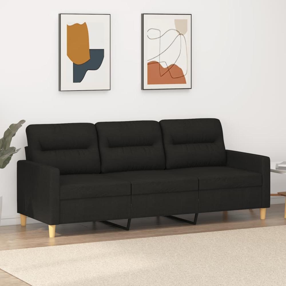 vidaXL 3-Sitzer-Sofa Schwarz 180 cm Stoff 359247 Bild 1