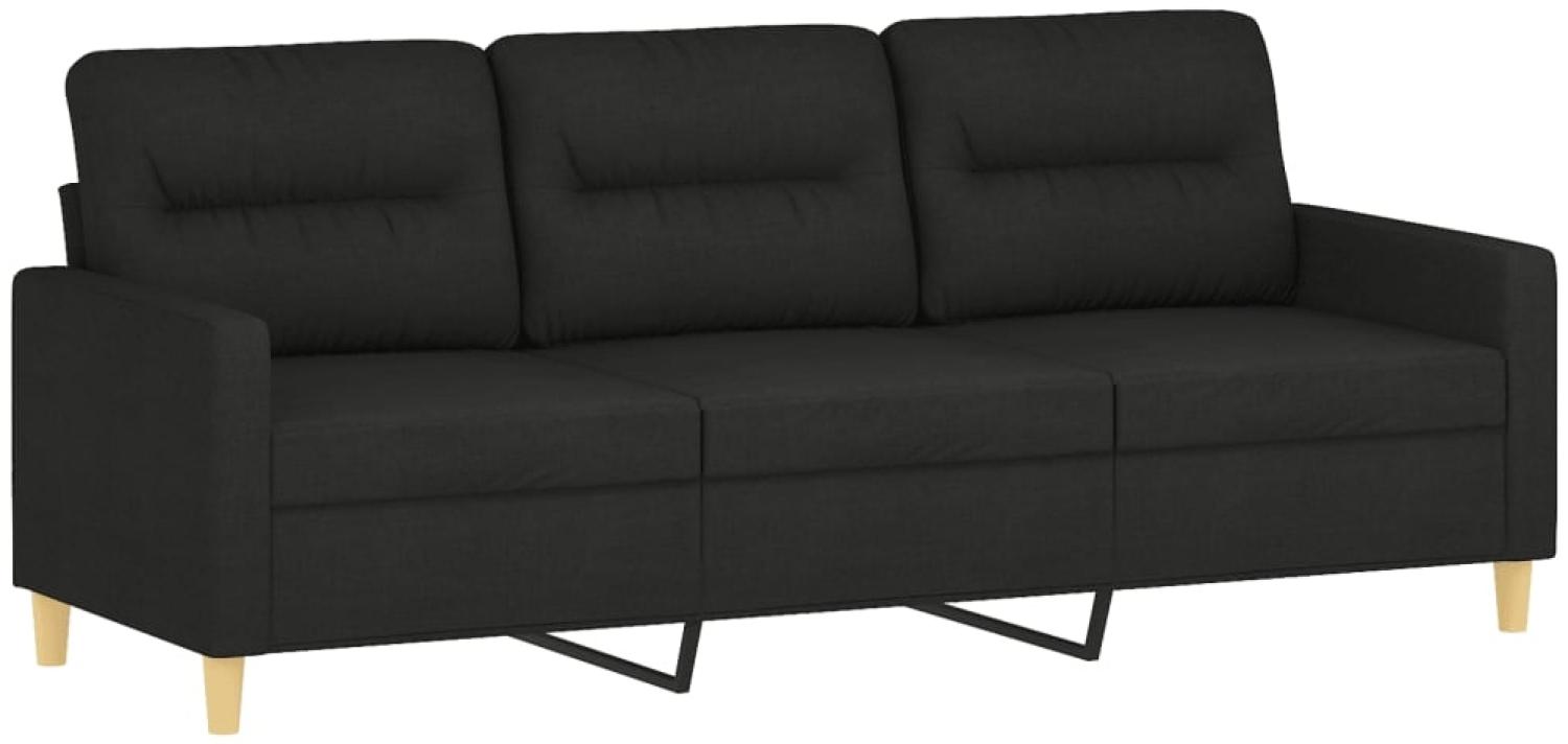 vidaXL 3-Sitzer-Sofa Braun 180 cm Stoff, Schwarz, 198x80 cm Bild 1