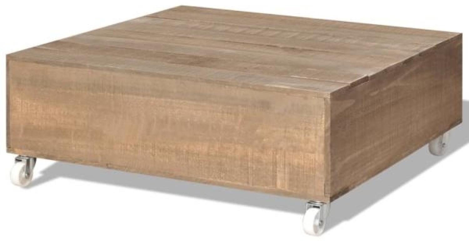 vidaXL Couchtisch mit Rollen Braun Massivholz Bild 1