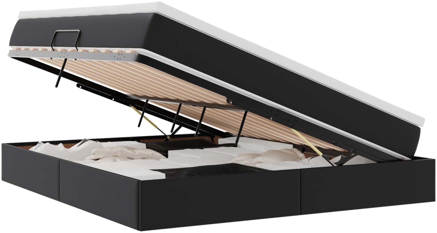 vidaXL Aufbewahrungsbett mit Matratze Schwarz 180x200 cm Kunstleder 3370174 Bild 1