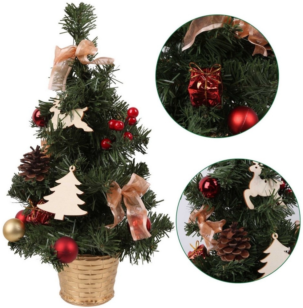 Sarcia. eu Künstlicher Weihnachtsbaum Künstlicher Weihnachtsbaum mit roten Ornamenten im goldenen Topf 40cm Bild 1