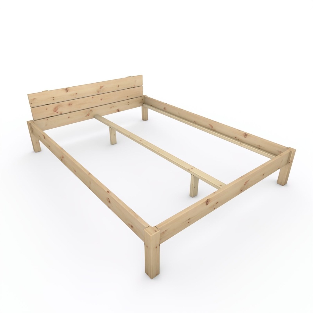 Pfostenbett "metallarm" Zirbe Holzbett "Daybett" 160 x 220cm 38cm Doppelbett Bild 1