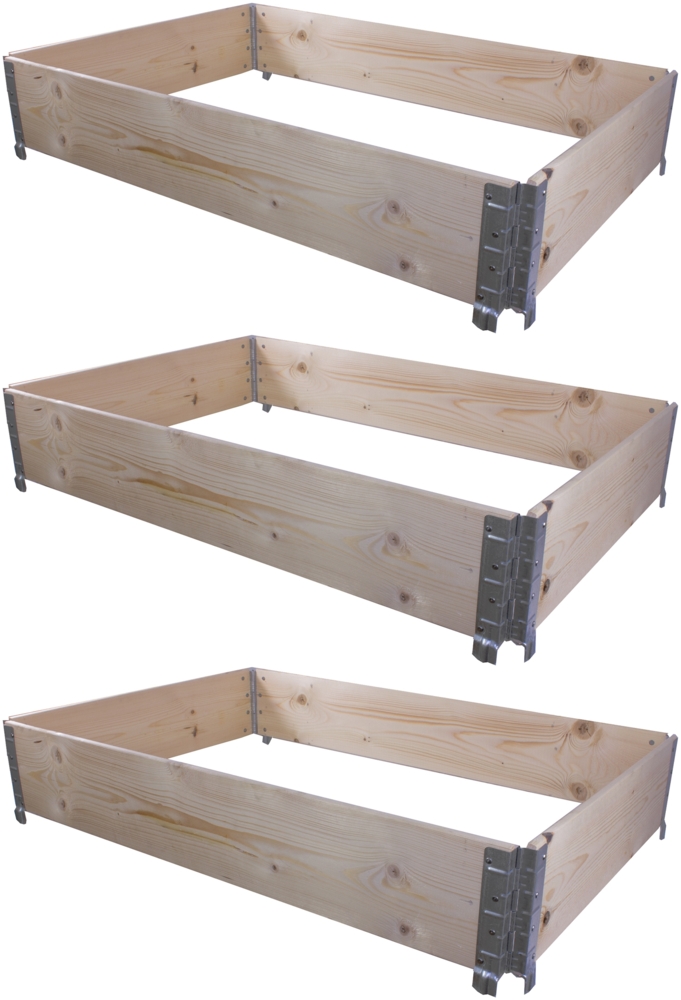 BigDean 3X Hochbeet Palettenrahmen 120x80x20cm groß - Holzrahmen faltbar, steckbar & stapelbar - ideal für Pflanzen, Blumen, Obst, Gemüse & Kräuter Bild 1