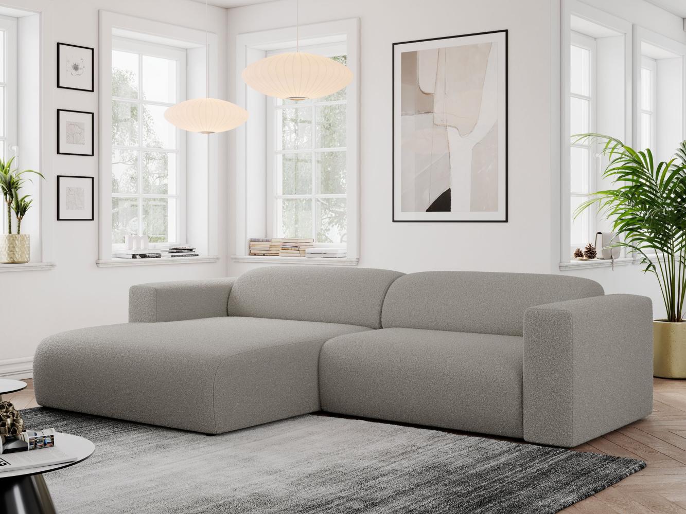 Ecksofa PASADENA, freistehendes Ecksofa, breite Armlehnen, Federsitz - links - Grau Boucle Bild 1