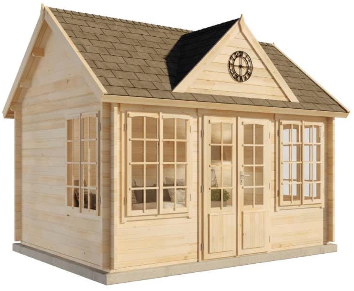 Alpholz Gartenhaus CLOCKHOUSE® 70 Royal ISO Gartenhaus aus Holz Holzhaus mit 70 mm Wandstärke Blockbohlenhaus mit Montagematerial Bild 1