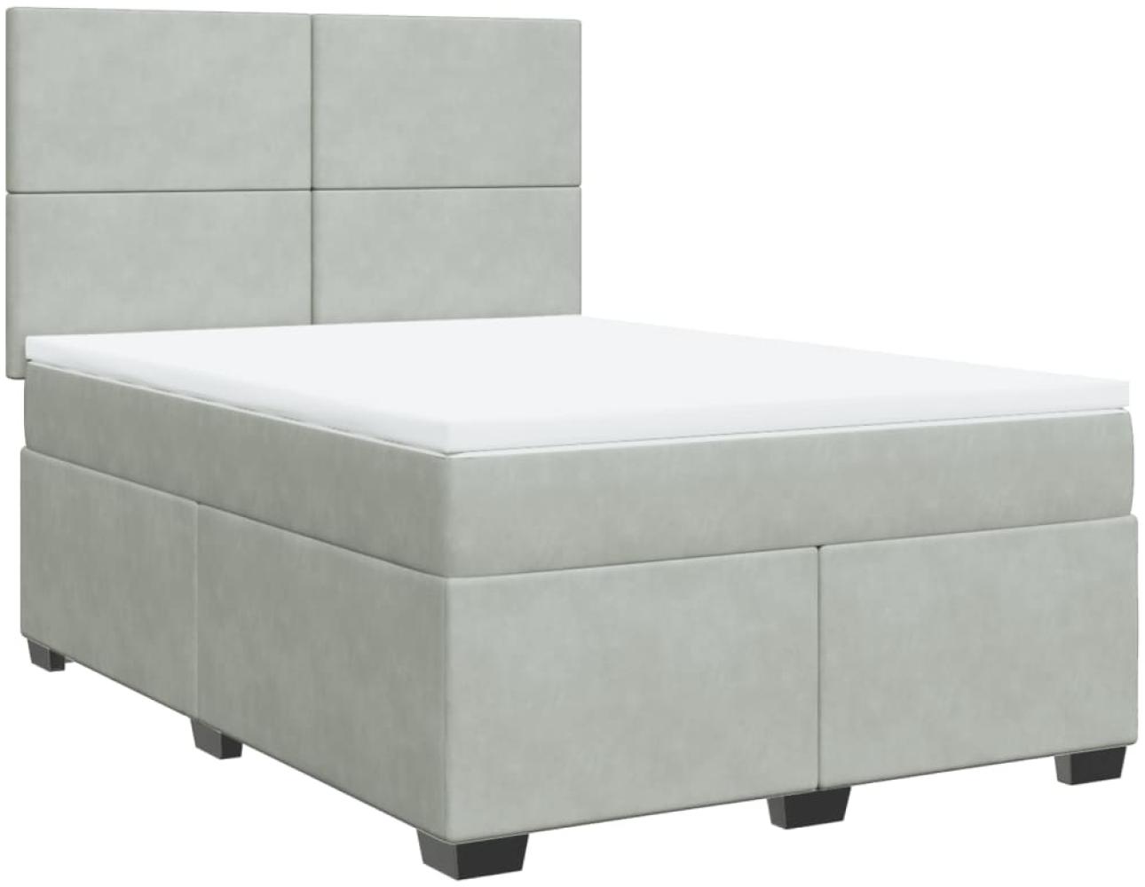 vidaXL Boxspringbett mit Matratze Hellgrau 140x190 cm Samt 3290900 Bild 1