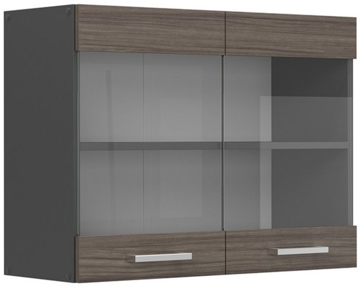 Küchenglasschrank R-Line Edelgrau 80 cm Vicco Bild 1