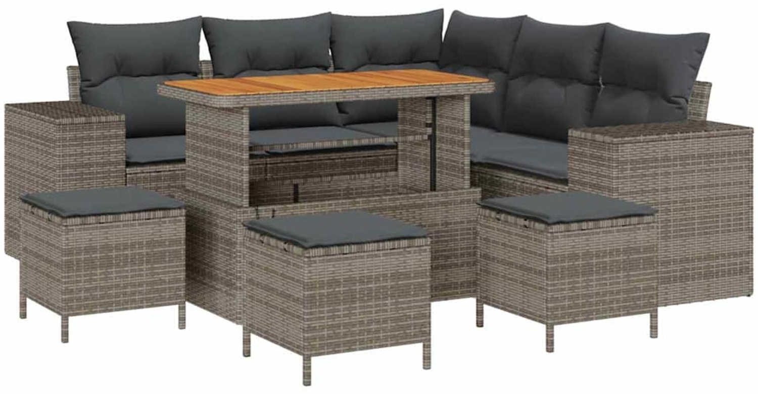 vidaXL Garten-Sofa-Set mit Kissen 9 pcs Grau 110 x 55 x 71 cm 3363963 Bild 1