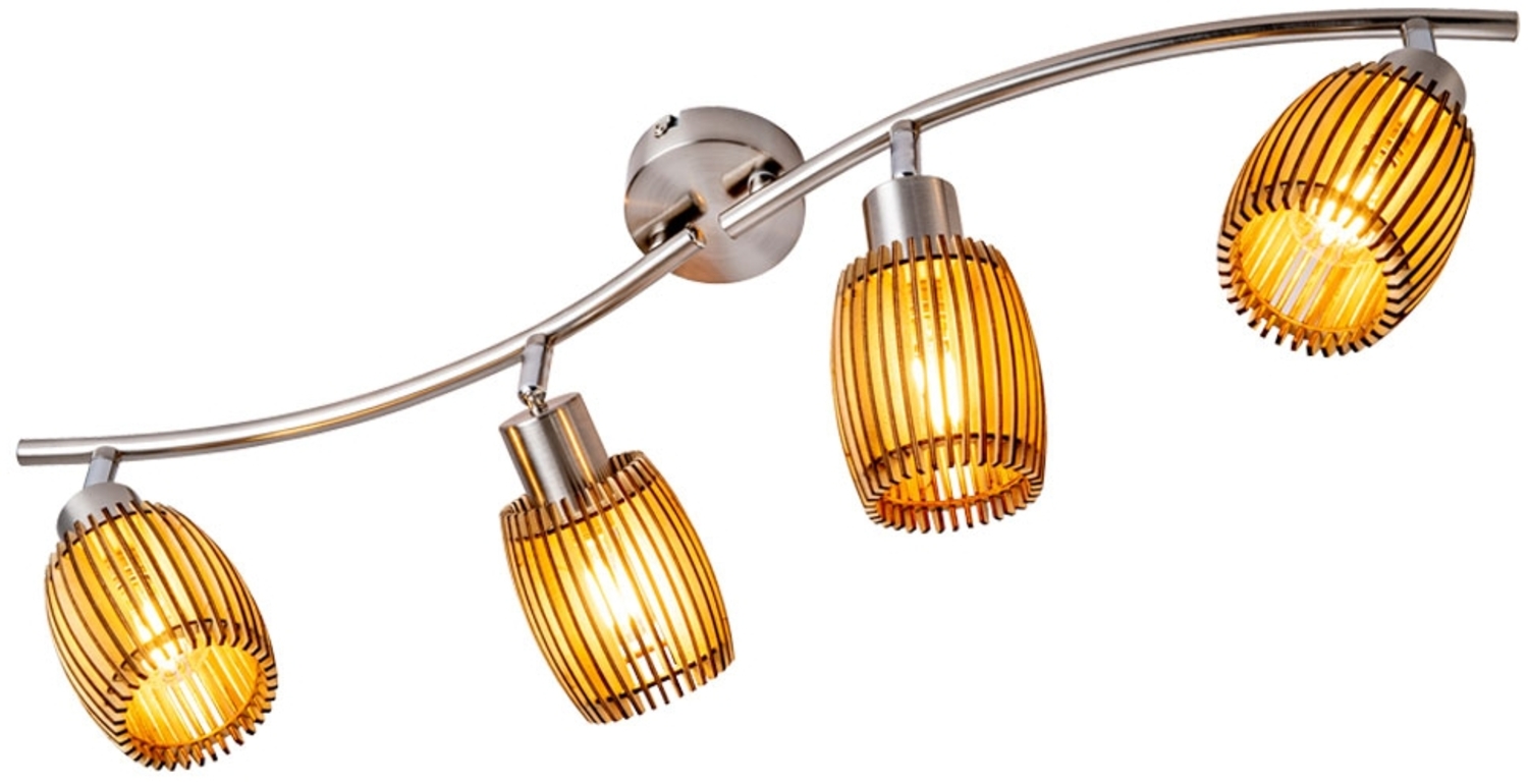 Deckenlampe aus Metall und Holz, Nickel matt, Eiche, PARKEY Bild 1