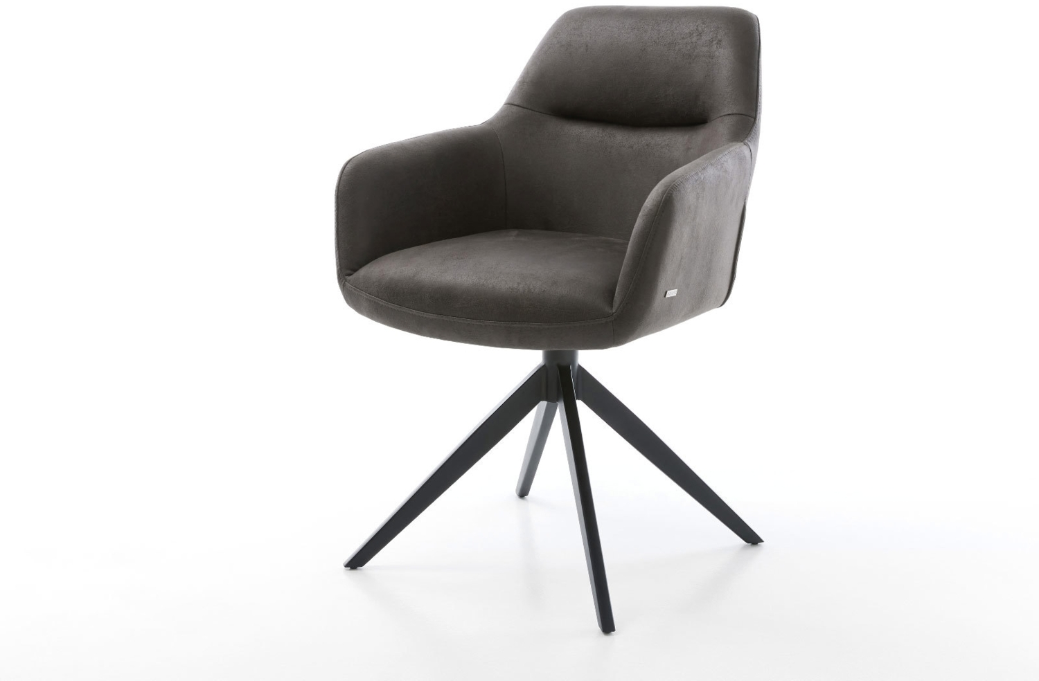 Drehstuhl Pejo-Flex Mikrofaser Anthrazit Vintage Kreuzgestell breit Schwarz 360° drehbar Wippfunktion Taschenfederkern Bild 1