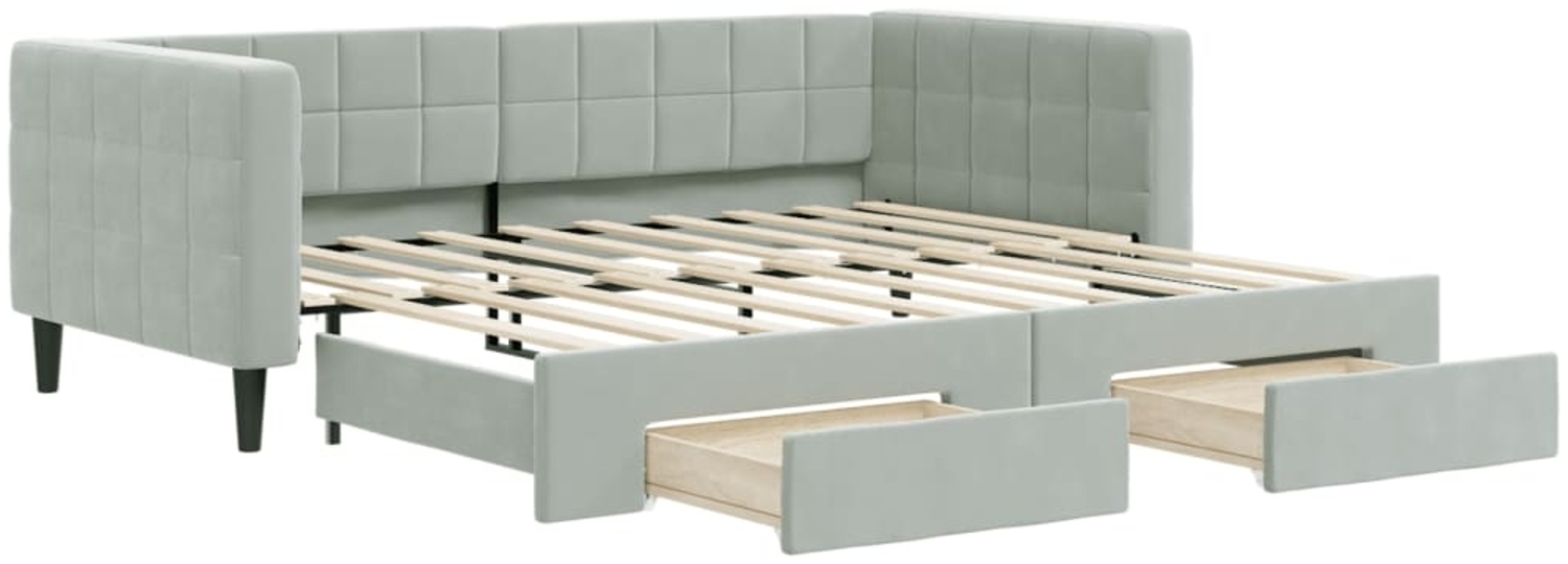 vidaXL Tagesbett Ausziehbar mit Schubladen Hellgrau 90x190 cm Samt 3196752 Bild 1