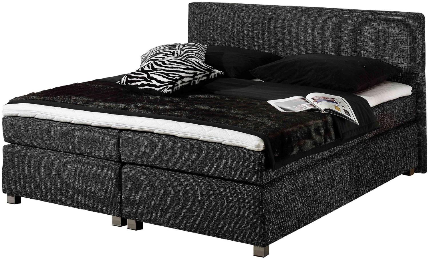 Maintal Boxspringbett Howard, 140 x 200 cm, Strukturstoff, 7-Zonen-Kaltschaum Matratze H3, anthrazit Bild 1