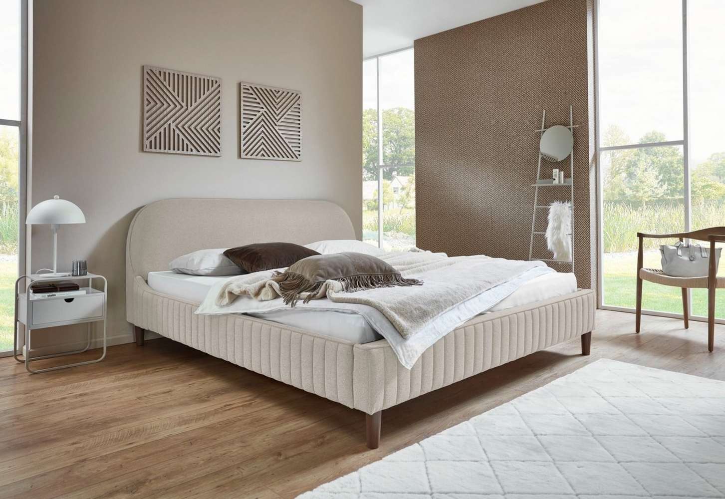ATLANTIC home collection Polsterbett Madita, 180x200cm, mit organischer Kopfteilform, luxuriös gepolstertes Kopfteil, Bezugstoff mit einem feinen Relief Bild 1