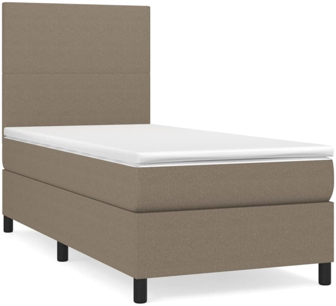 vidaXL Boxspringbett mit Matratze Taupe 100x200 cm Stoff 3141597 Bild 1