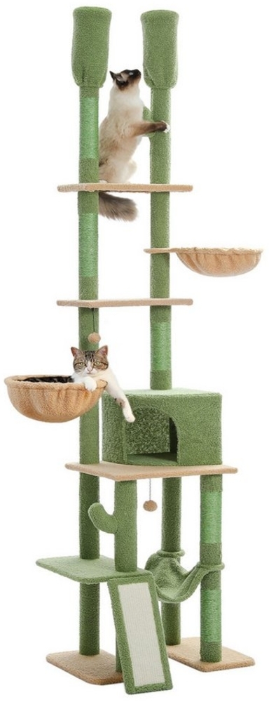PAWZ Road Kratzbaum PETEPELA Kratzbaum deckenhoch Katzenturm mit großen Condo 216cm-285cm, 5 Tiers Katzensaktivitätszentrum mit gemütlichen Hängematte Bild 1