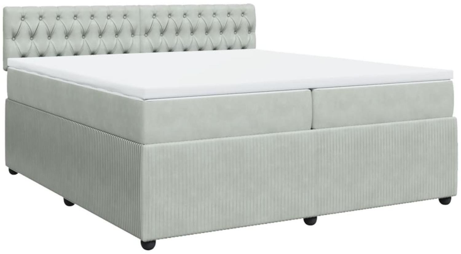 vidaXL Boxspringbett mit Matratze Hellgrau 200x200 cm Samt 3287836 Bild 1