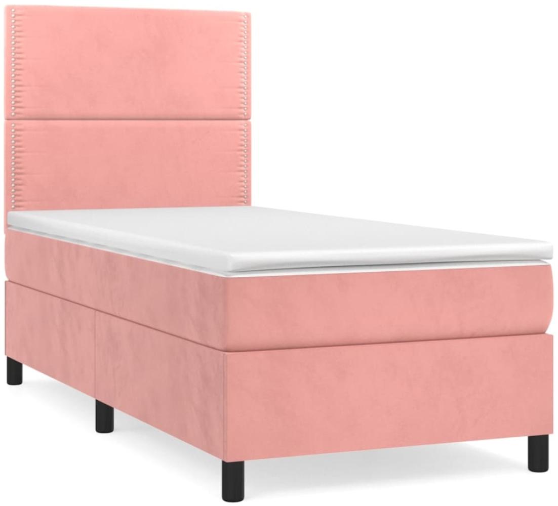 vidaXL Boxspringbett mit Matratze Rosa 90x190 cm Samt 3142940 Bild 1