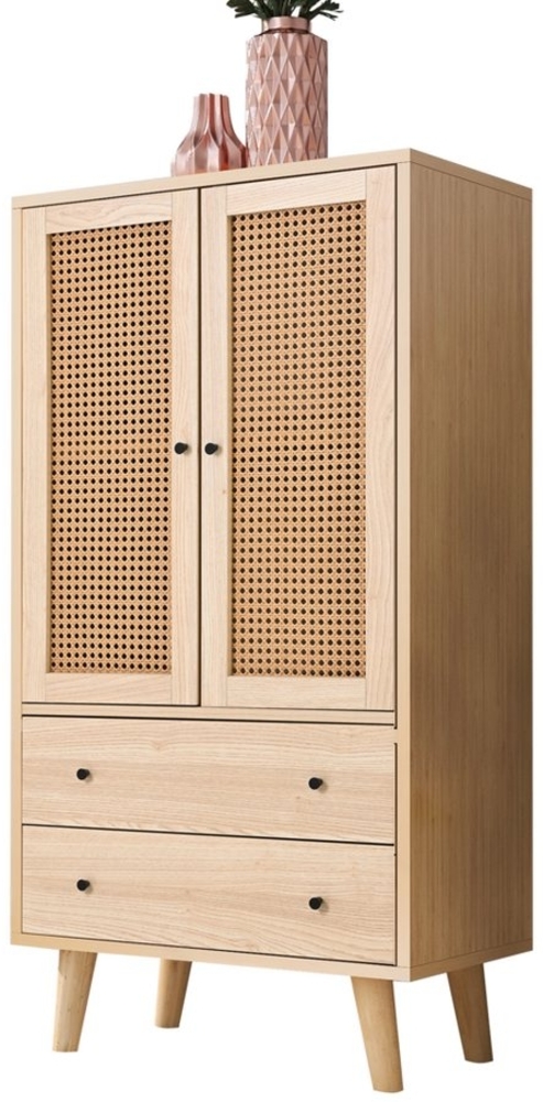 HAUSS SPOLE Sideboard Highboard Sideboard Kommode Stehschrank (60X40X120cm Natur), mit Türen und Schubladen Sideboard mit großem Stauraum Bild 1