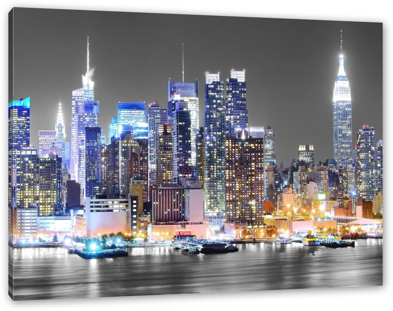 Pixxprint Leinwandbild New York Skyline, New York Skyline (1 St), Leinwandbild fertig bespannt, inkl. Zackenaufhänger Bild 1