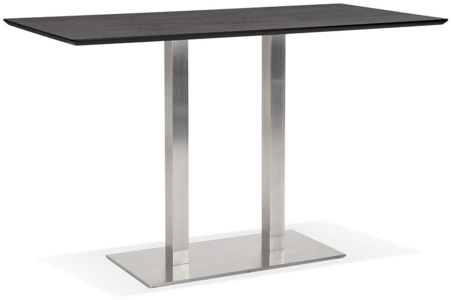 Kadima Design Hochtisch mit gebürstetem Stahlgestell, schwarzer Holzplatte, 180 x 90 x 100 cm, modern Bild 1