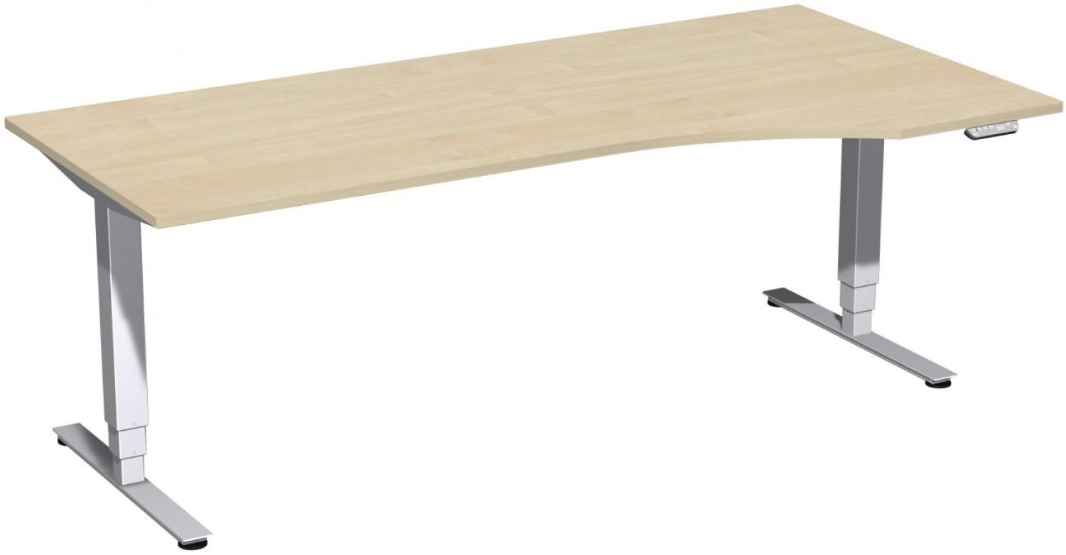 Elektro-Hubtisch 'Pro+' rechts, höhenverstellbar, 200 x 100 x 62-128cm, Ahorn / Silber Bild 1