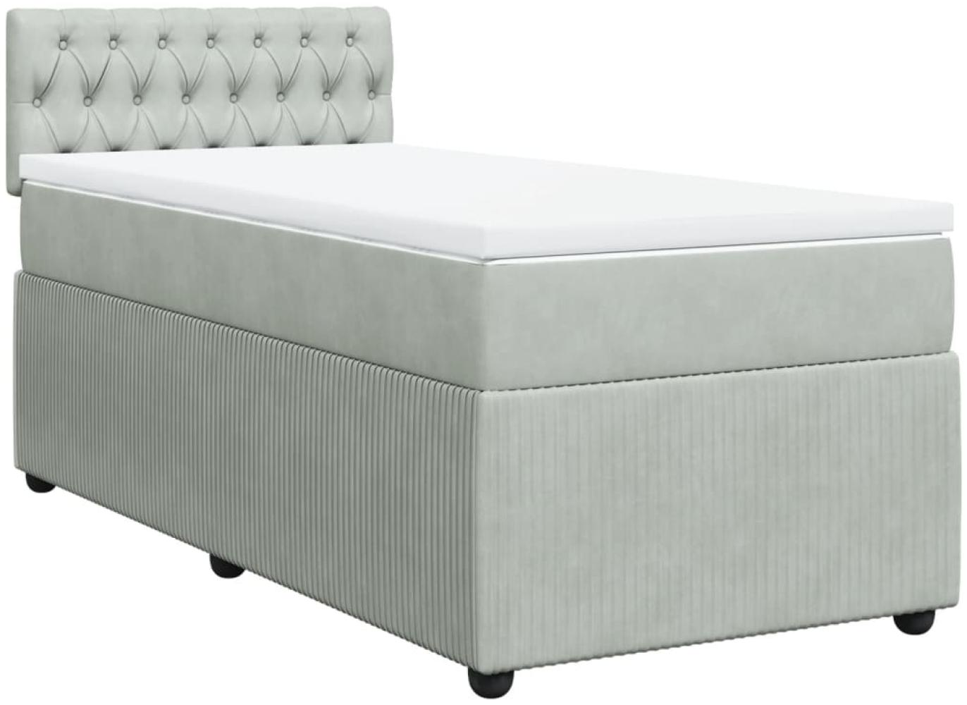 vidaXL Boxspringbett mit Matratze Hellgrau 90x190 cm Samt 3287620 Bild 1