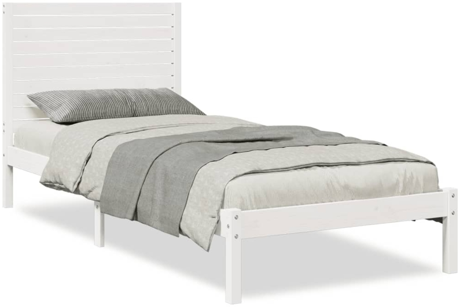 vidaXL Massivholzbett Extra Lang ohne Matratze Weiß 90x210 cm 3309296 Bild 1