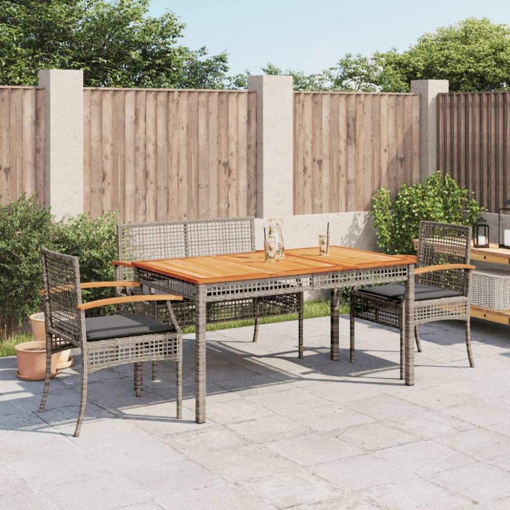 vidaXL 4-tlg. Garten-Essgruppe mit Kissen Grau Poly Rattan 3213576 Bild 1