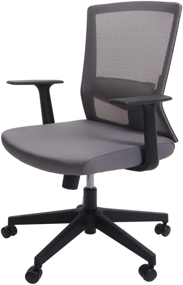 Bürostuhl HWC-J90, Schreibtischstuhl, ergonomische S-förmige Rückenlehne, verstellbare Taillenstütze ~ grau Bild 1