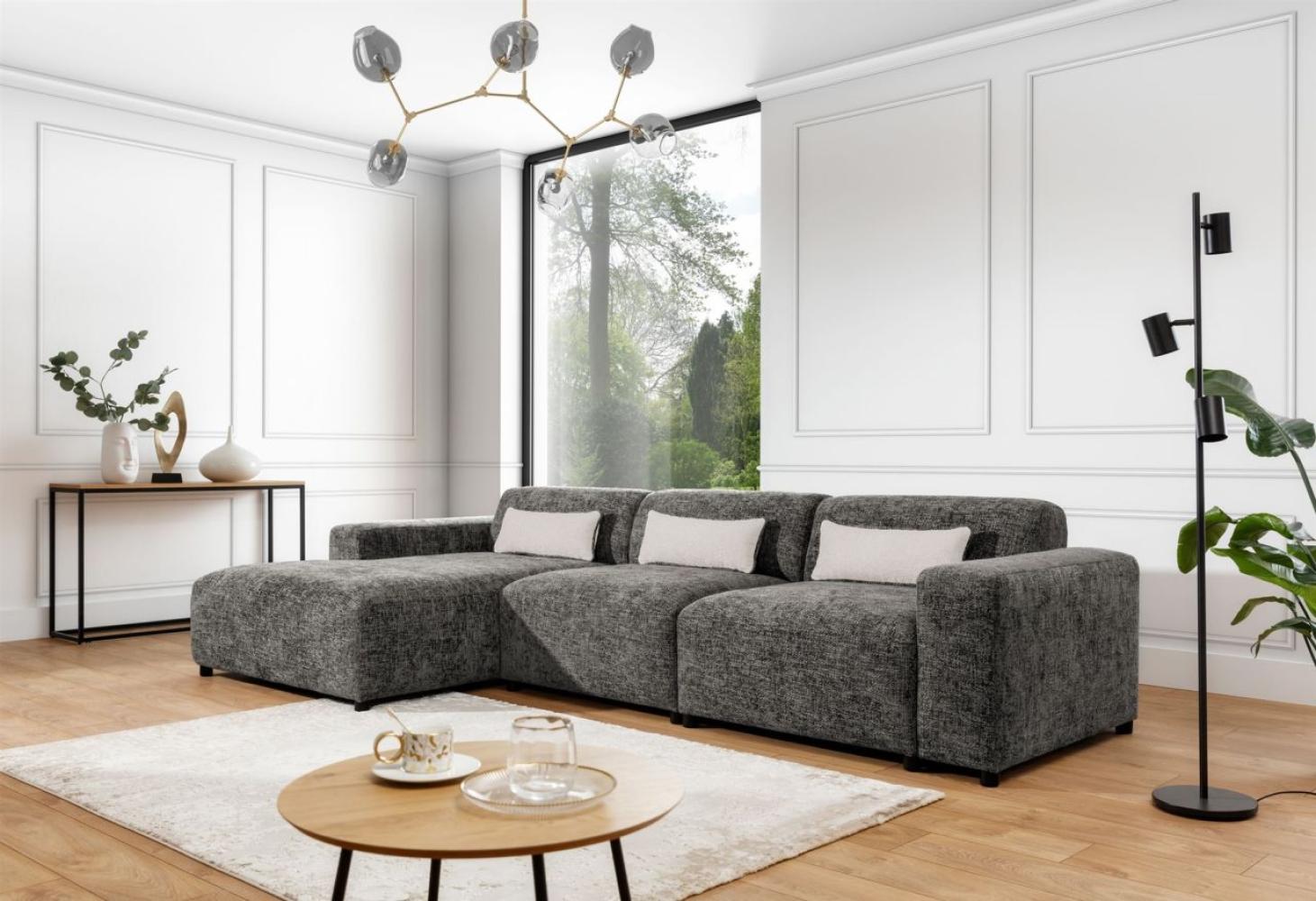 Ecksofa Designersofa ROMY MAX in Stoff Enjoy Me Taupe Ottomane Links Bild 1