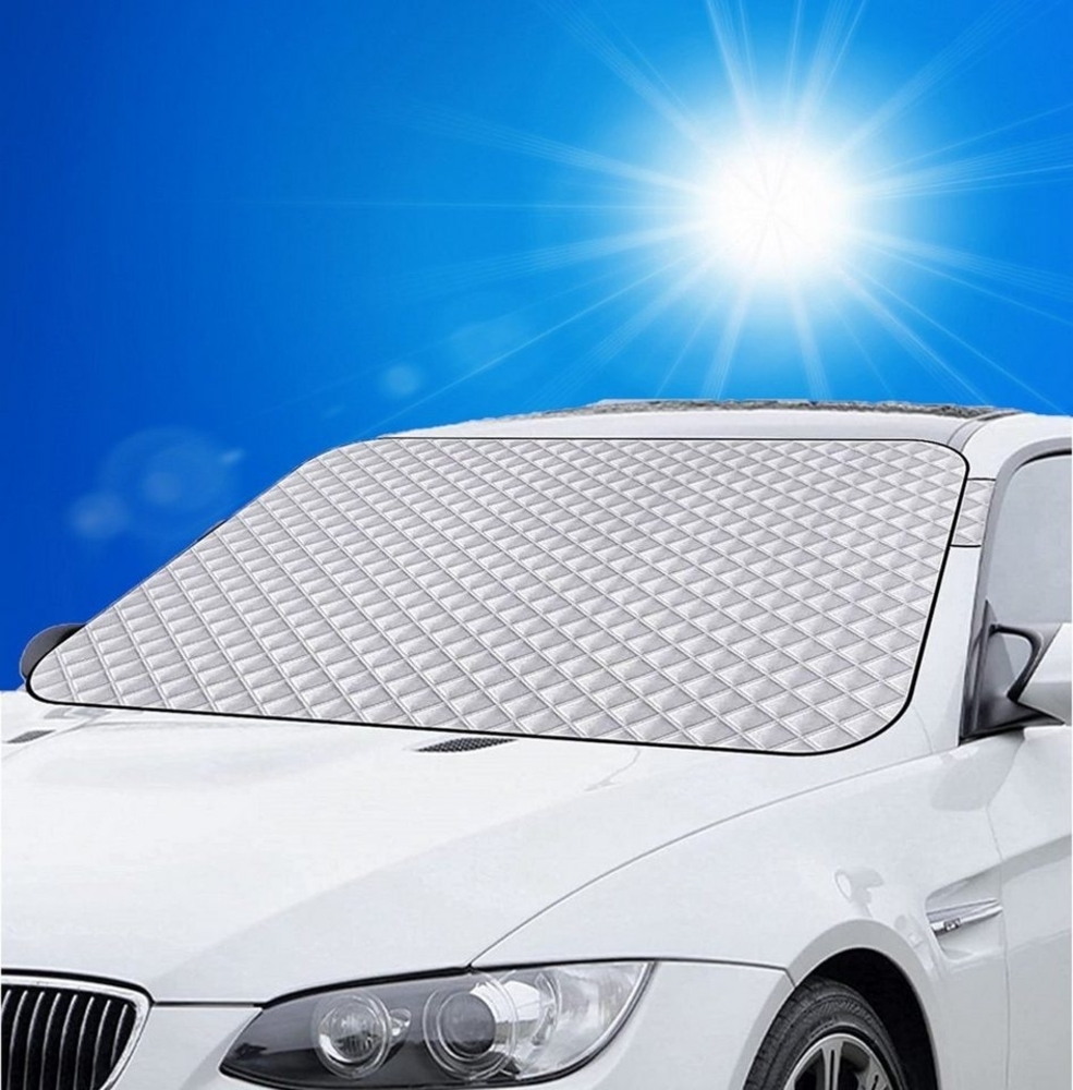 KESSMANN Autosonnenschutz Sonnenschutz Abdeckung für Frontscheibe 150x100 cm Auto UV-Schutz, 100x150 cm, (Set, 1-St, Sonnenschutzfolie PKW Abdeckung WIndschutzscheibe Blende), für Sommer Sonne Staub Schnee Eis Frost Sonnenschirm Bild 1