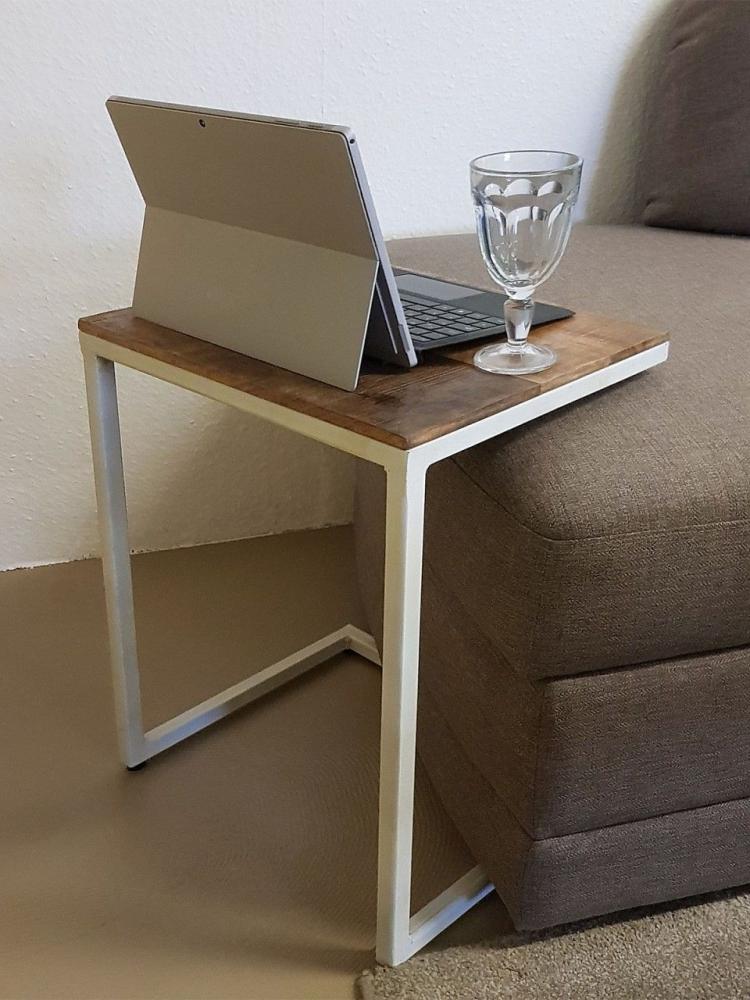 Couchtisch 2er Set Wohnzimmer-Tisch-Set Beistelltisch Atlanta Metall-Gestell tabacco - white Bild 1