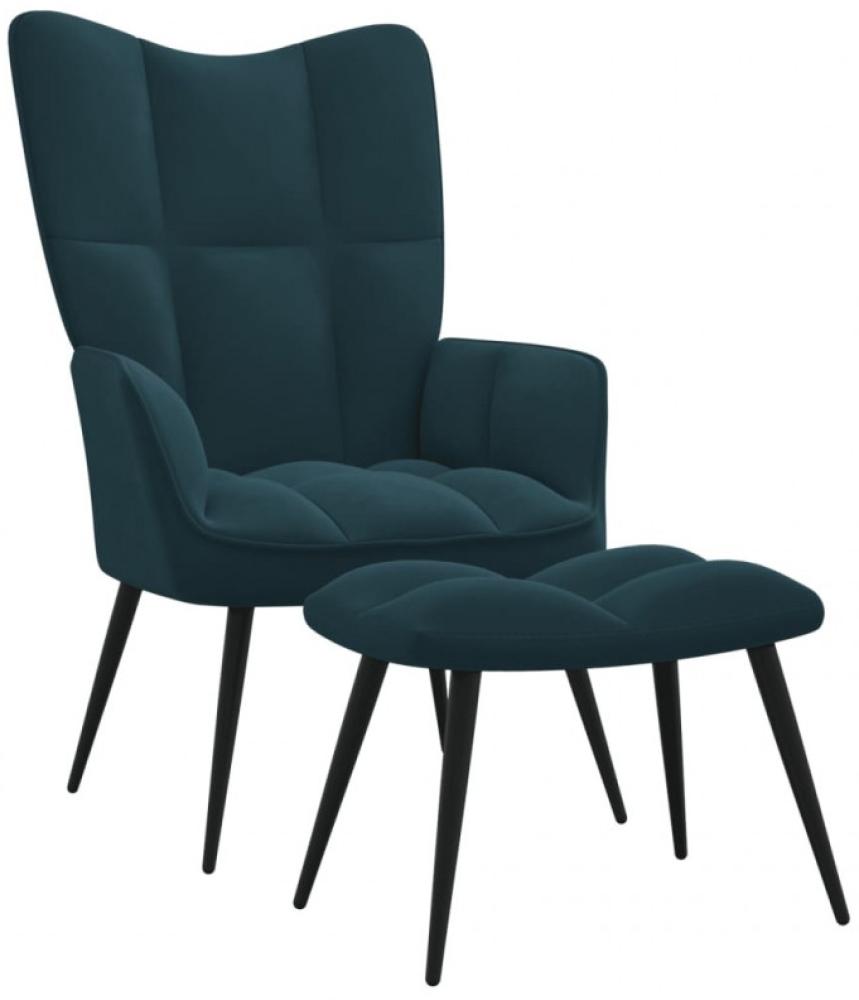 vidaXL Relaxsessel mit Hocker Blau Samt 328094 Bild 1