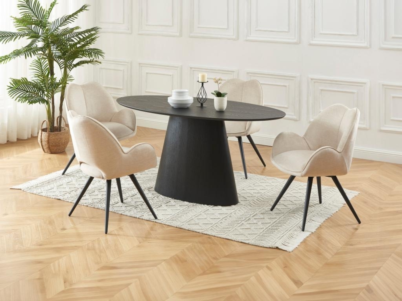 Vente-unique - Esstisch - 6 Personen - MDF - Schwarz - ANTELADA Bild 1