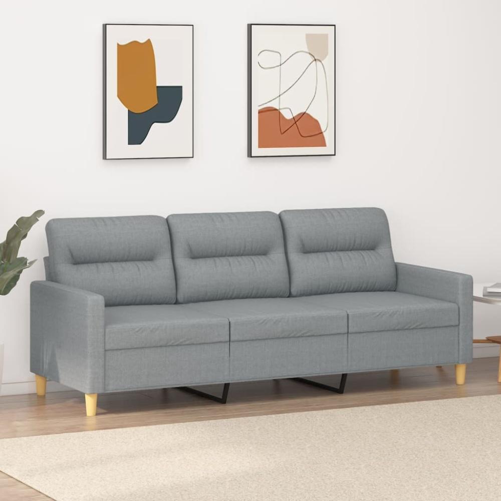 vidaXL 3-Sitzer-Sofa Braun 180 cm Stoff, Hellgrau, 198 cm x 80 cm Bild 1