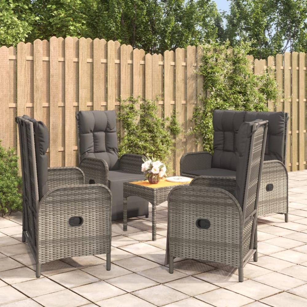 vidaXL 5-tlg. Garten-Essgruppe mit Kissen Grau Poly Rattan Bild 1