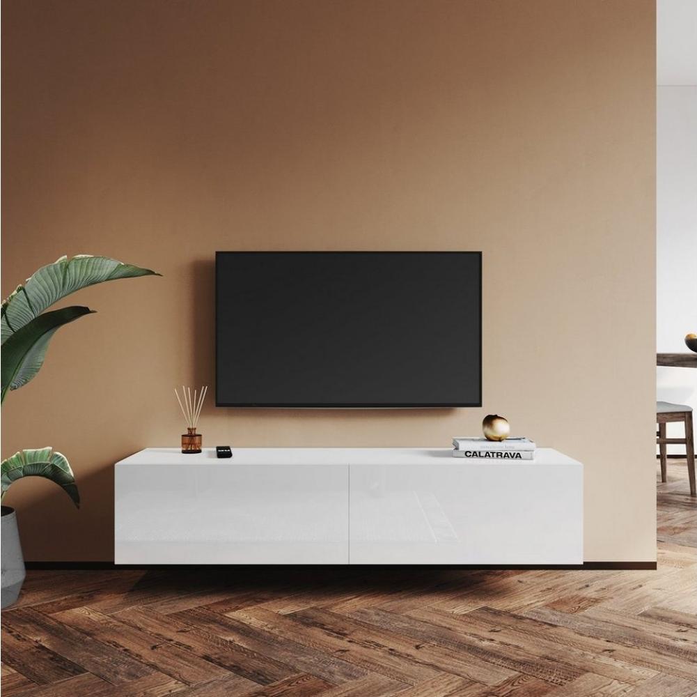 SONNI Lowboard TV Board Hochglanz hängend TV Lowboard Holz 140cm TV Schrank, 140x40x30cm Bild 1