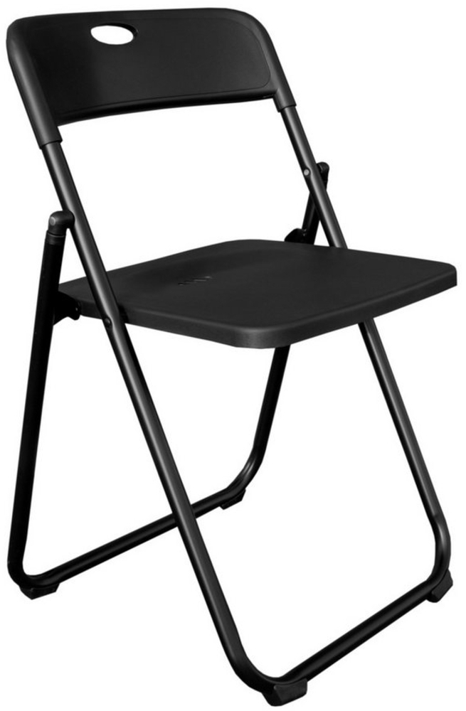 Spetebo Klappstuhl schwarz belastbar bis 110 kg - aus Metall und Kunststoff (Anazhl, 1 St), klappbar Bild 1