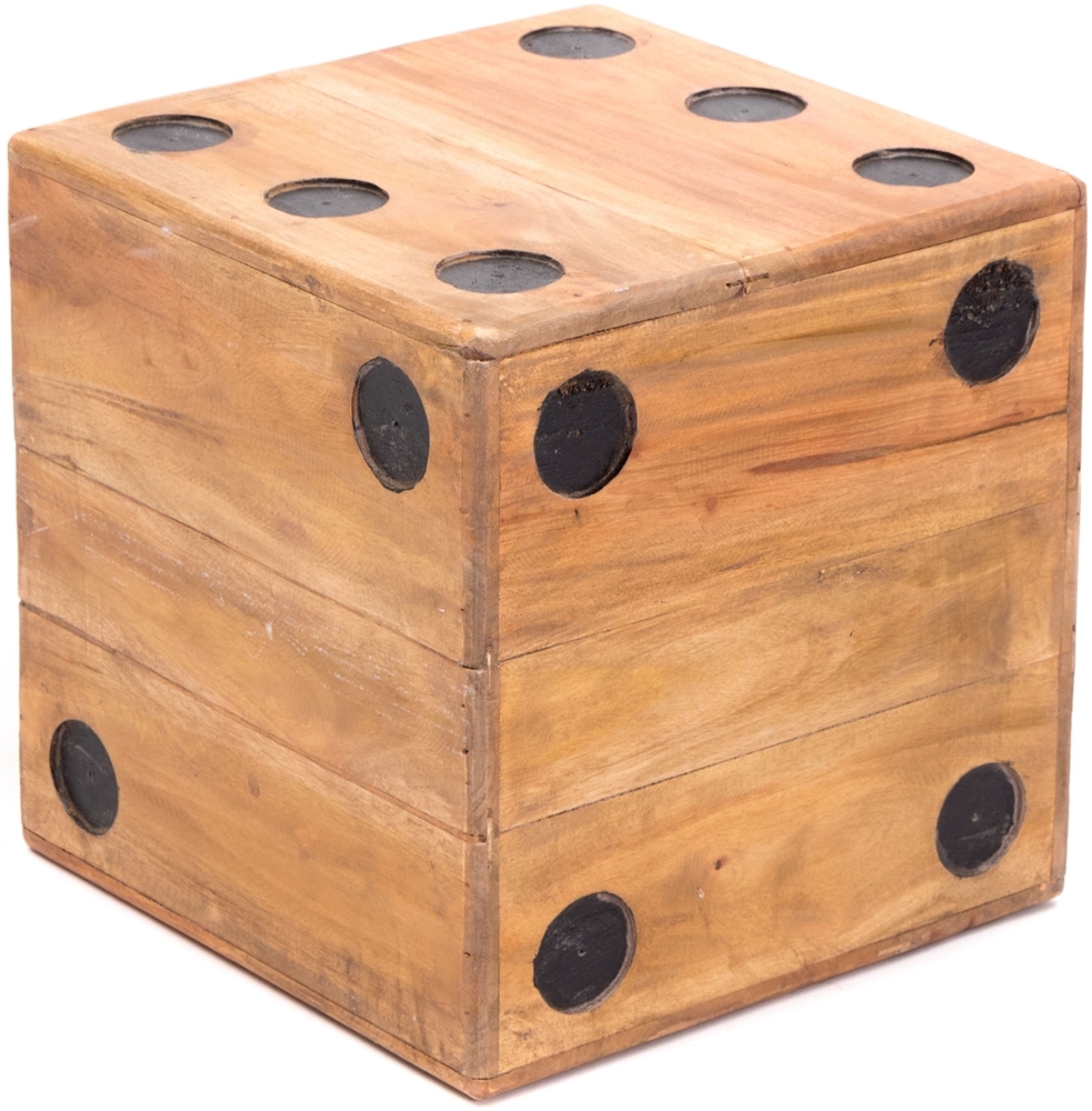 CREEDWOOD Hocker HOLZ WÜRFEL "GAME 35", Massivholz, 35cm, Blumenhocker Würfel Optik Bild 1
