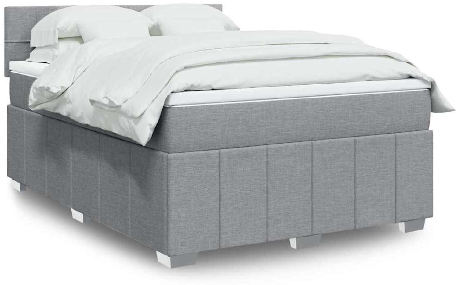 vidaXL Boxspringbett mit Matratze Hellgrau 140x200 cm Stoff 3289391 Bild 1